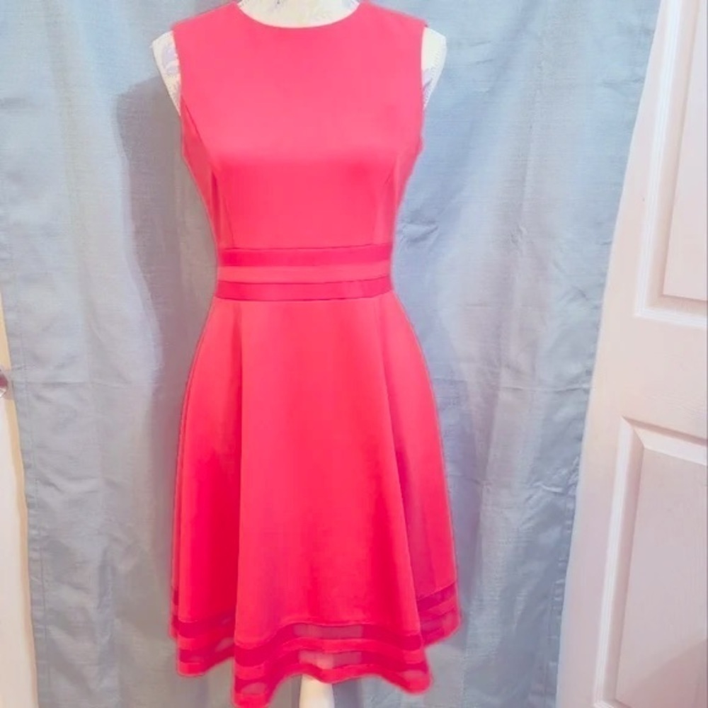 Calvin Klein Pink Fit & Flare Cocktail Dress – Size 6 – Elegant & Flattering!﻿﻿﻿